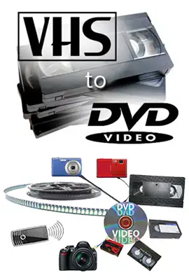 Presnimavanje VHS kaseta na DVD: kasete, filmska traka, kamere i DVD disk